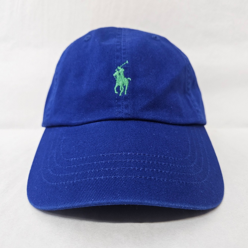 Polo Ralph Lauren Baseball Cap Royal Blue Lime Green Pony Logo Cotton Chino OSFA